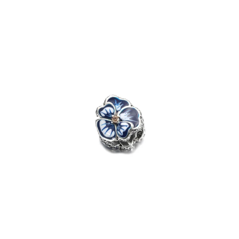 (image for) PANDORA Blue Pansy Flower Charm - 790777C02 - View 2