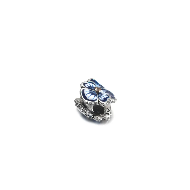 (image for) PANDORA Blue Pansy Flower Charm - 790777C02 - View 3