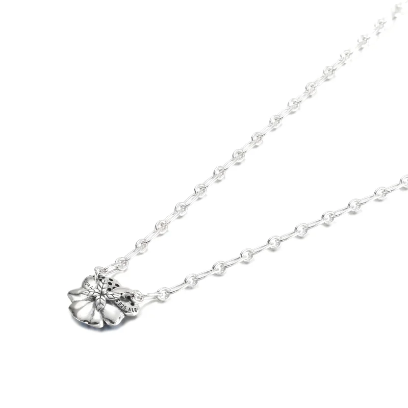 (image for) PANDORA Blue Pansy Flower Pendant Necklace - 390770C01 - View 3