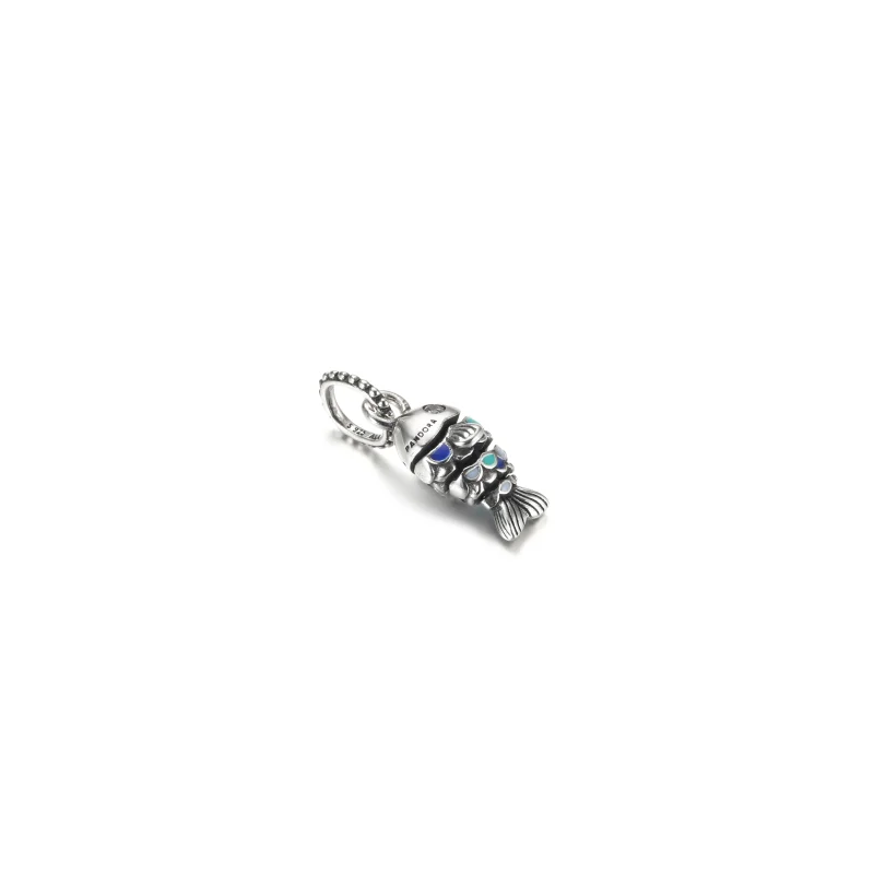 (image for) PANDORA Blue Scaled Fish Dangle Charm - 799428C01 - View 2