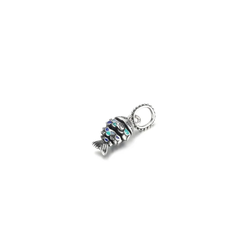 (image for) PANDORA Blue Scaled Fish Dangle Charm - 799428C01 - View 3