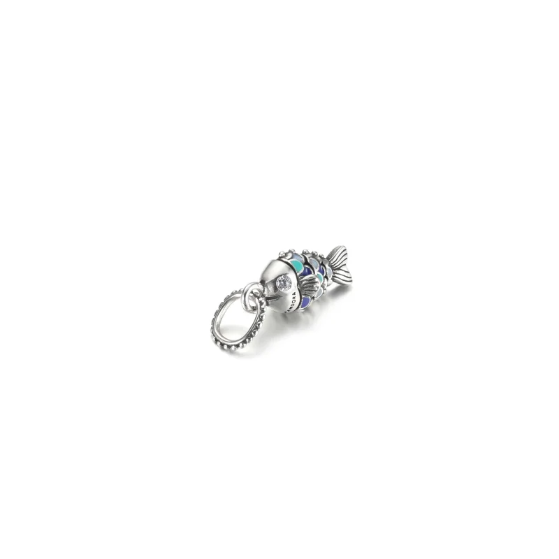 (image for) PANDORA Blue Scaled Fish Dangle Charm - 799428C01 - View 4