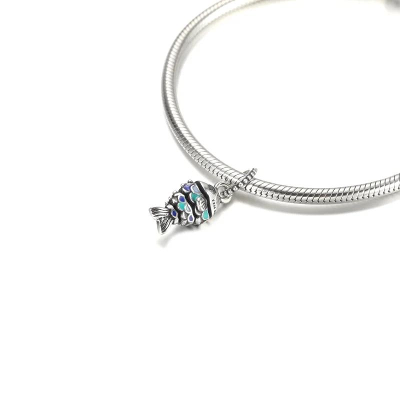 (image for) PANDORA Blue Scaled Fish Dangle Charm - 799428C01 - View 5