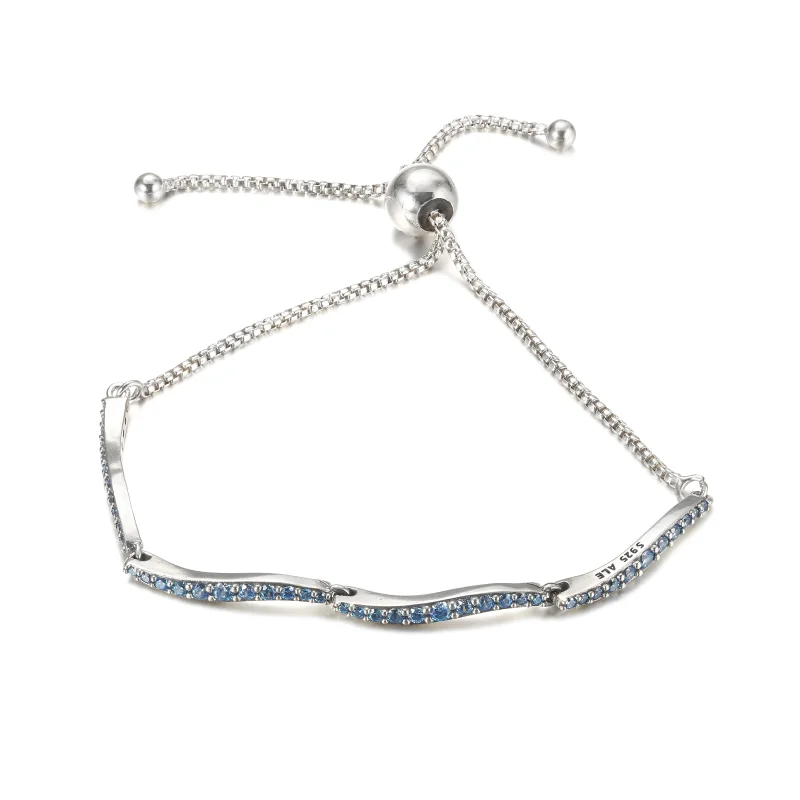 (image for) PANDORA Blue Wavy Slider Bracelet - 599436C01 - View 2