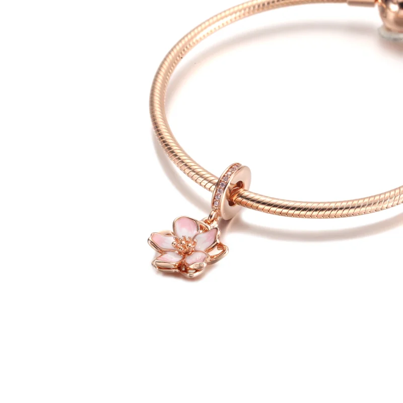 (image for) PANDORA Cherry Blossom Dangle Charm - 780667C01 - View 5