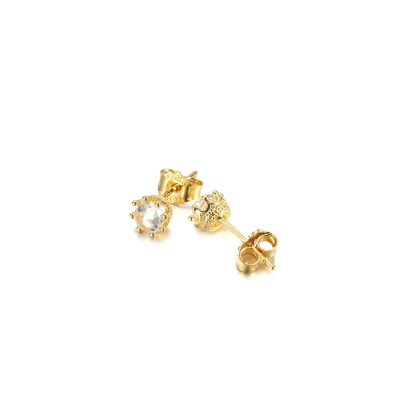 (image for) PANDORA Clear Sparkling Crown Stud Earrings - 268311C01 - View 4