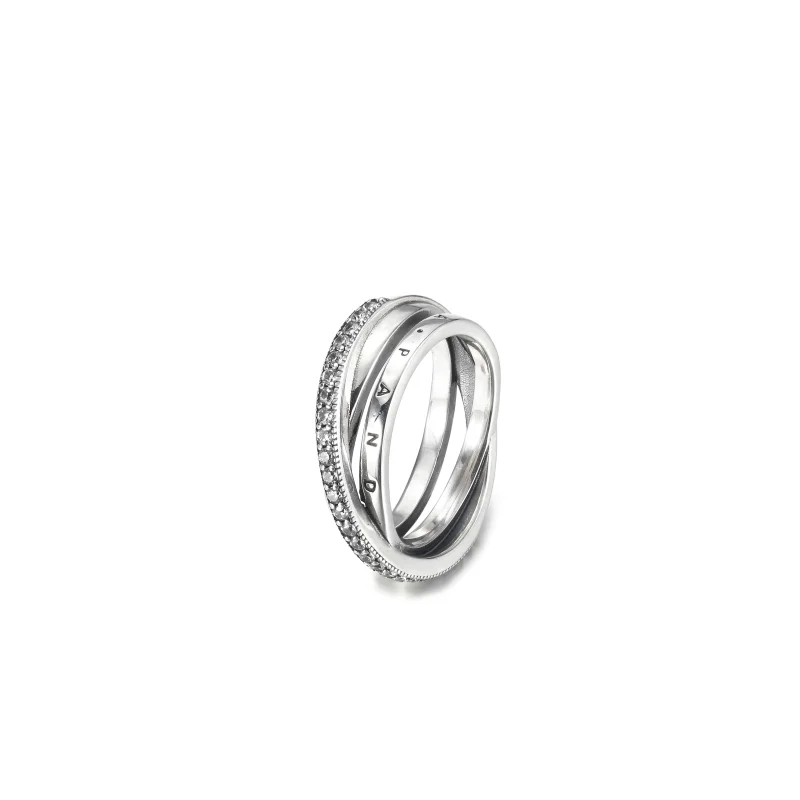 (image for) PANDORA Crossover Pavé Triple Band Ring - 199057C01 - View 2