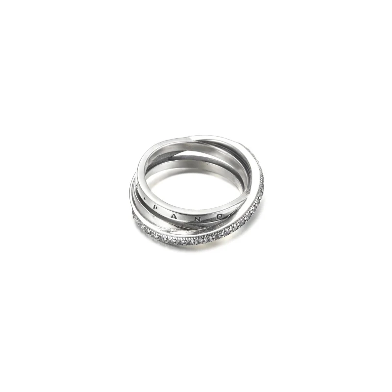 (image for) PANDORA Crossover Pavé Triple Band Ring - 199057C01 - View 4