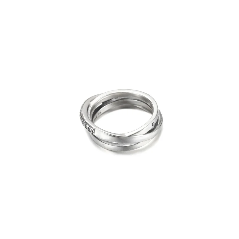 (image for) PANDORA Crossover Pavé Triple Band Ring - 199057C01 - View 5