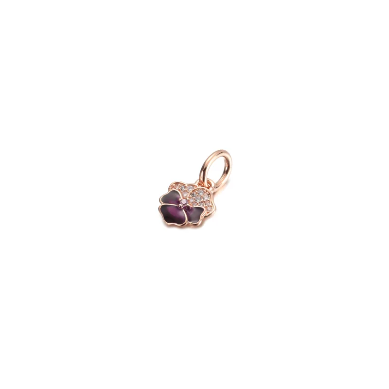 (image for) PANDORA Deep Purple Pansy Flower Dangle Charm - 780776C01 - View 2