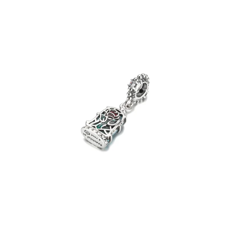 (image for) PANDORA Disney Beauty and the Beast Enchanted Rose Dangle Charm - 790024C01 - View 7