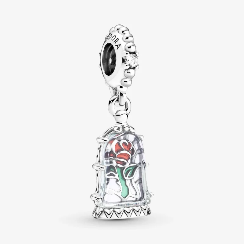 (image for) PANDORA Disney Beauty and the Beast Enchanted Rose Dangle Charm - 790024C01 - Product Image