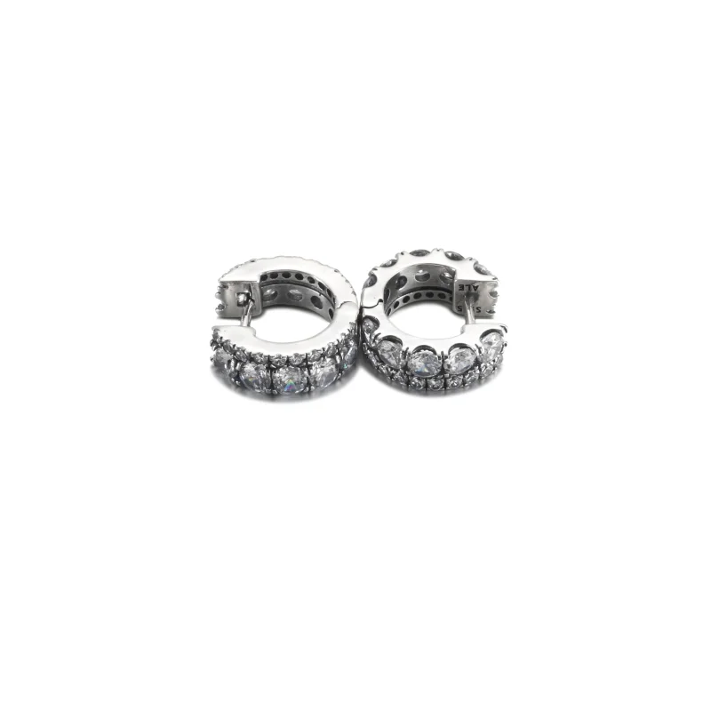(image for) PANDORA Double Band Pavé Hoop Earrings - 290058C01 - View 4