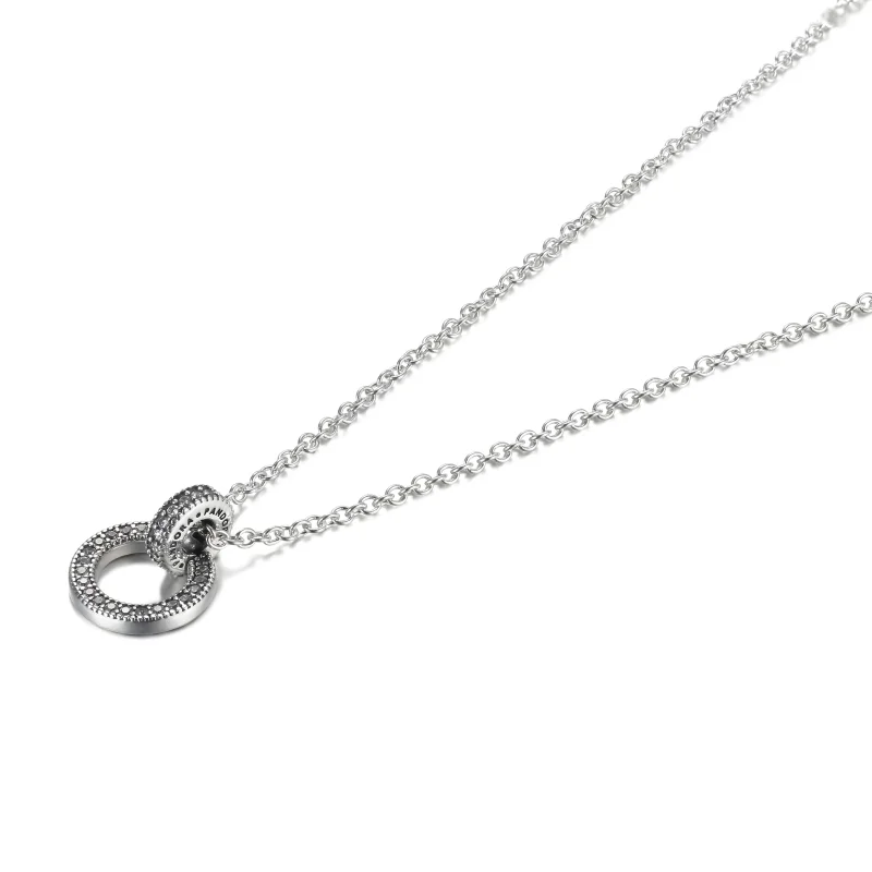 (image for) PANDORA Double Circle Pendant & Necklace - 399487C01 - View 2