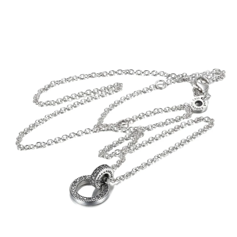 (image for) PANDORA Double Circle Pendant & Necklace - 399487C01 - View 5