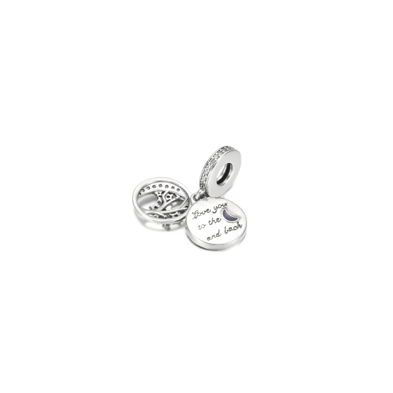 (image for) PANDORA Double Dangle Tree & Galaxy Moon Charm - 799645C01 - View 4