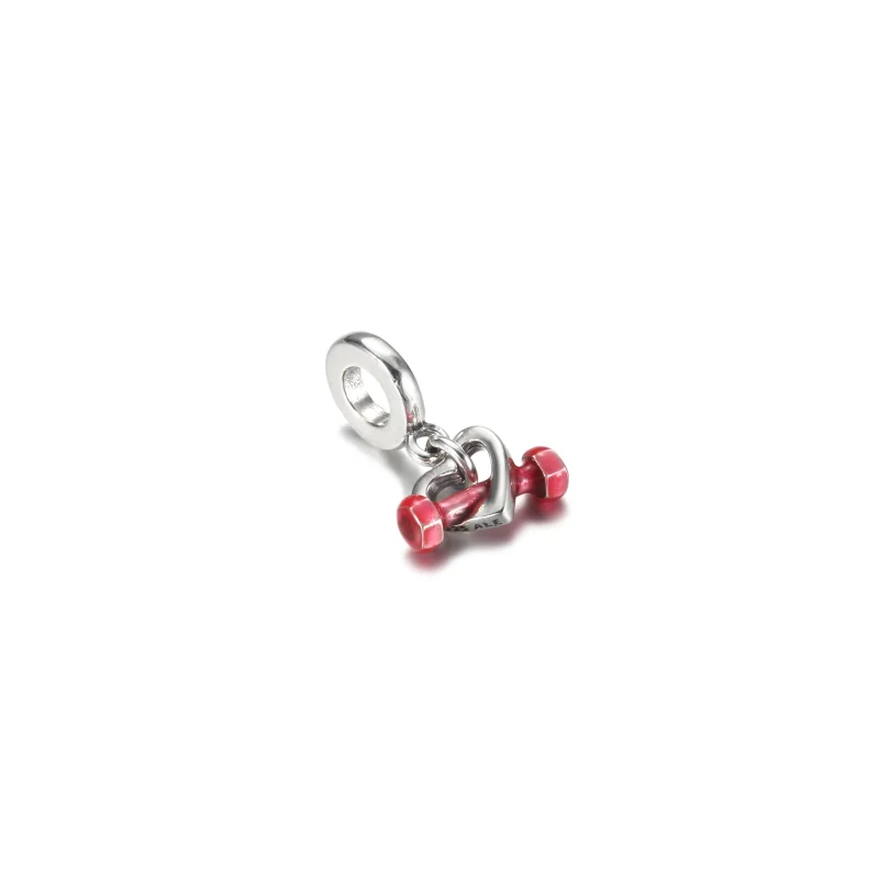(image for) PANDORA Dumbbell & Heart Dangle Charm - 799545C01 - View 2