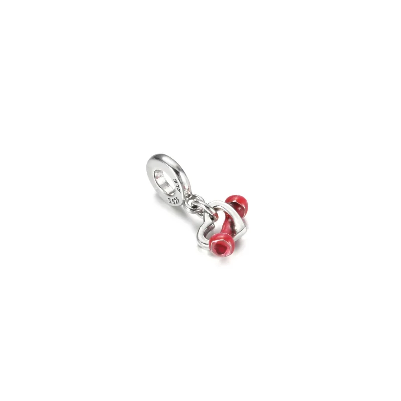 (image for) PANDORA Dumbbell & Heart Dangle Charm - 799545C01 - View 3