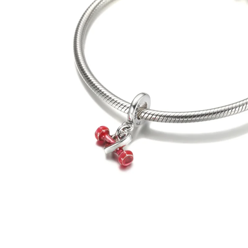 (image for) PANDORA Dumbbell & Heart Dangle Charm - 799545C01 - View 5