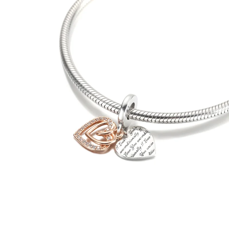 (image for) PANDORA Entwined Hearts Double Dangle Charm - 781062C01 - View 5