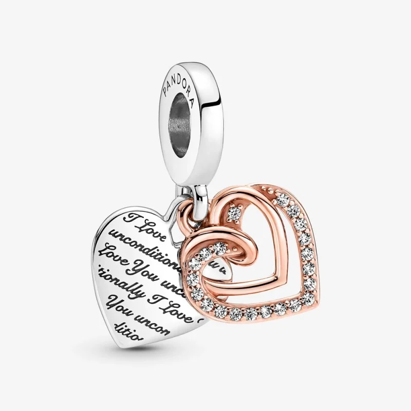 (image for) PANDORA Entwined Hearts Double Dangle Charm - 781062C01 - Product Image