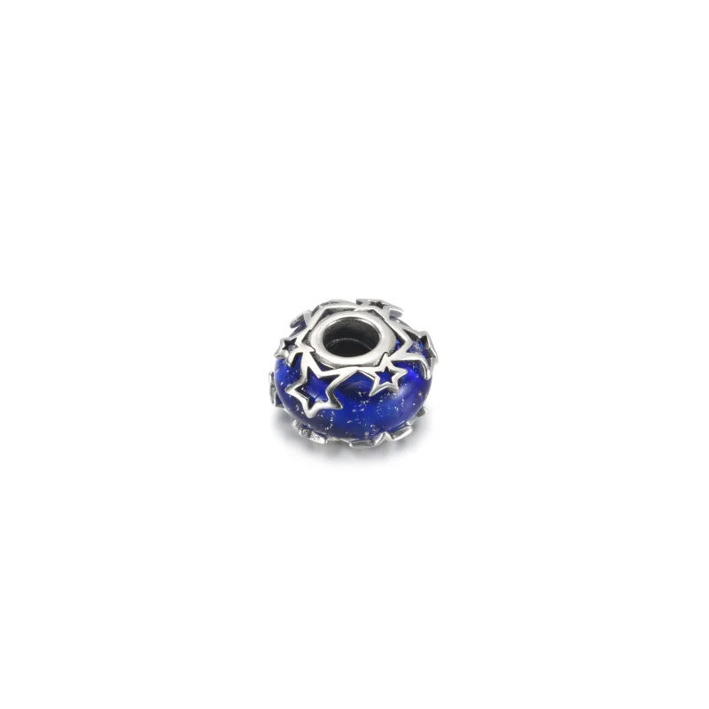 (image for) PANDORA Galaxy Blue & Star Murano Charm - 790015C00 - View 4