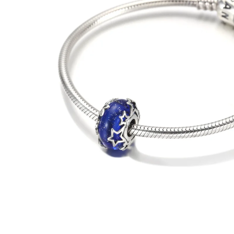 (image for) PANDORA Galaxy Blue & Star Murano Charm - 790015C00 - View 5