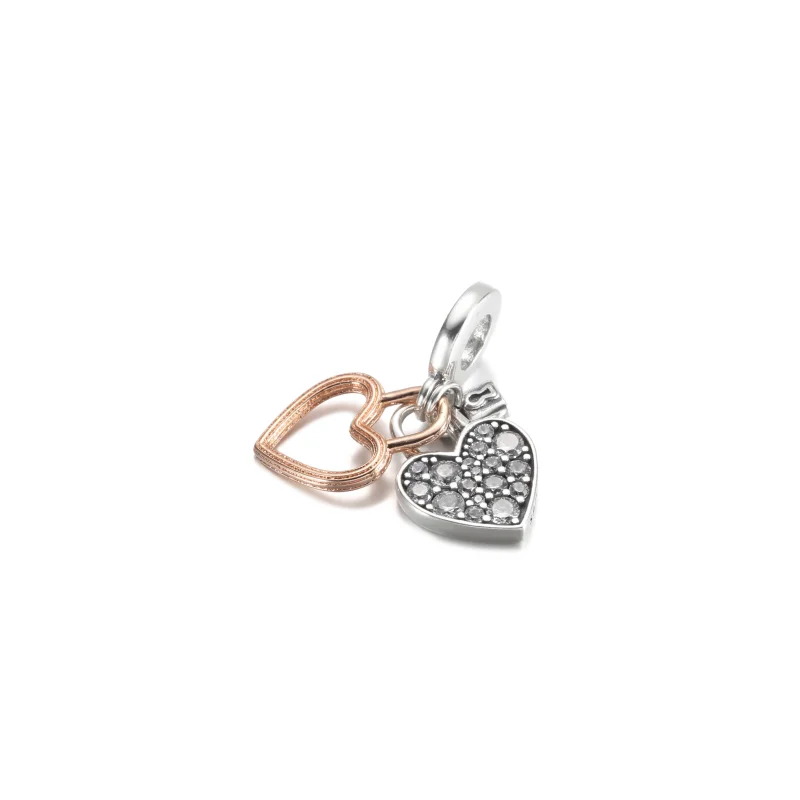 (image for) PANDORA Heart Padlock Double Dangle Charm - 780087C01 - View 2