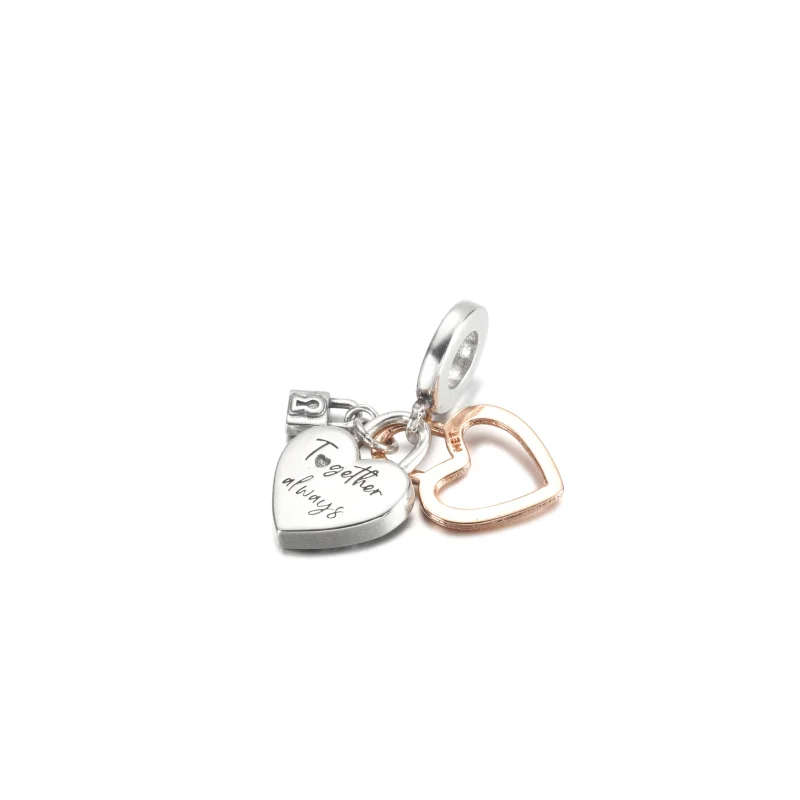 (image for) PANDORA Heart Padlock Double Dangle Charm - 780087C01 - View 3