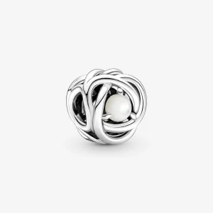 (image for) PANDORA June White Mother of Pearl Eternity Circle Charm - 790064C03