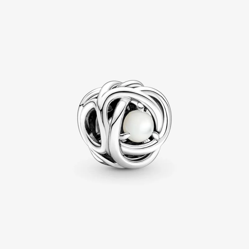 (image for) PANDORA June White Mother of Pearl Eternity Circle Charm - 790064C03 - Product Image