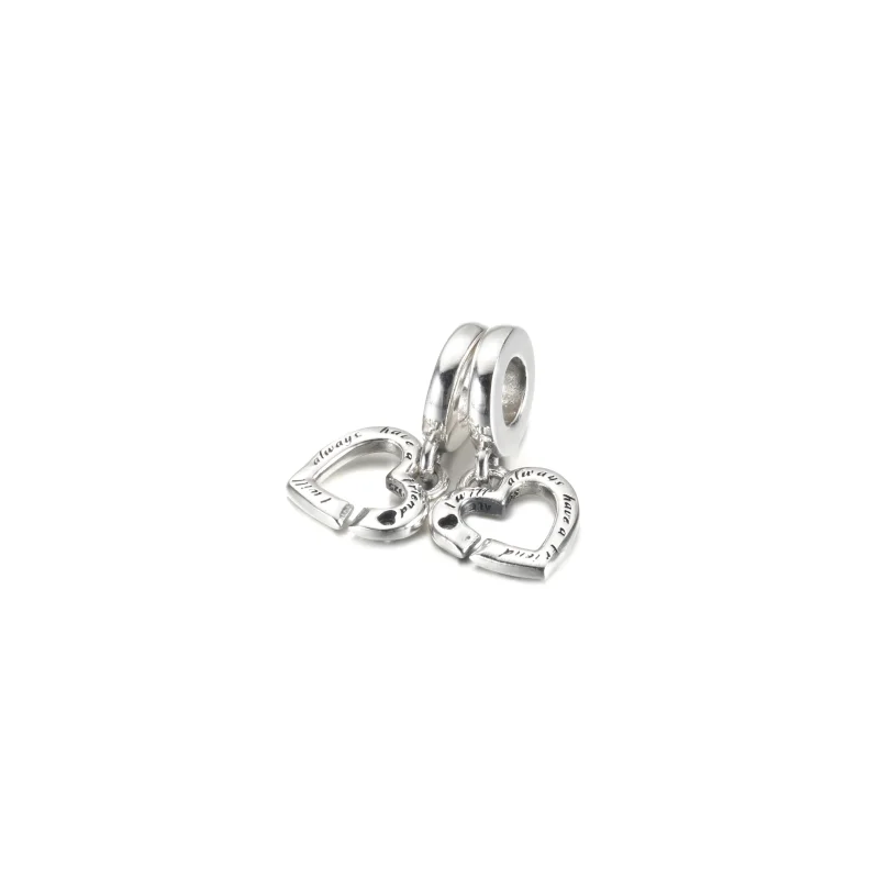 (image for) PANDORA Linked Sister Hearts Split Dangle Charm - 799538C01 - View 2