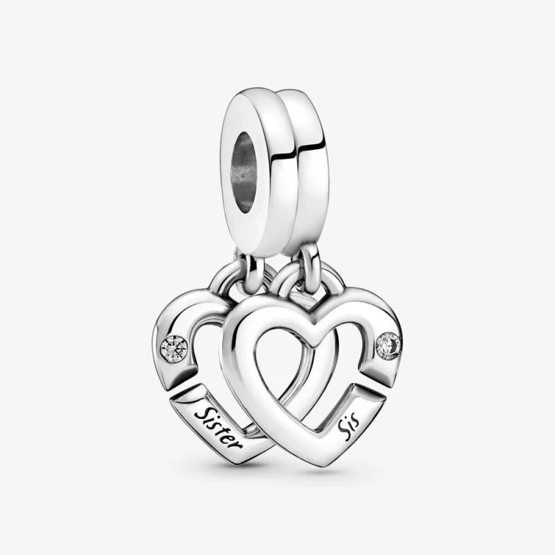 (image for) PANDORA Linked Sister Hearts Split Dangle Charm - 799538C01 - Product Image