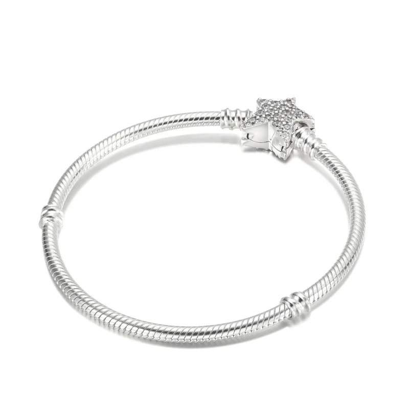 (image for) Pandora Moments Asymmetric Star Clasp Snake Chain Bracelet - 599639C01 - View 2