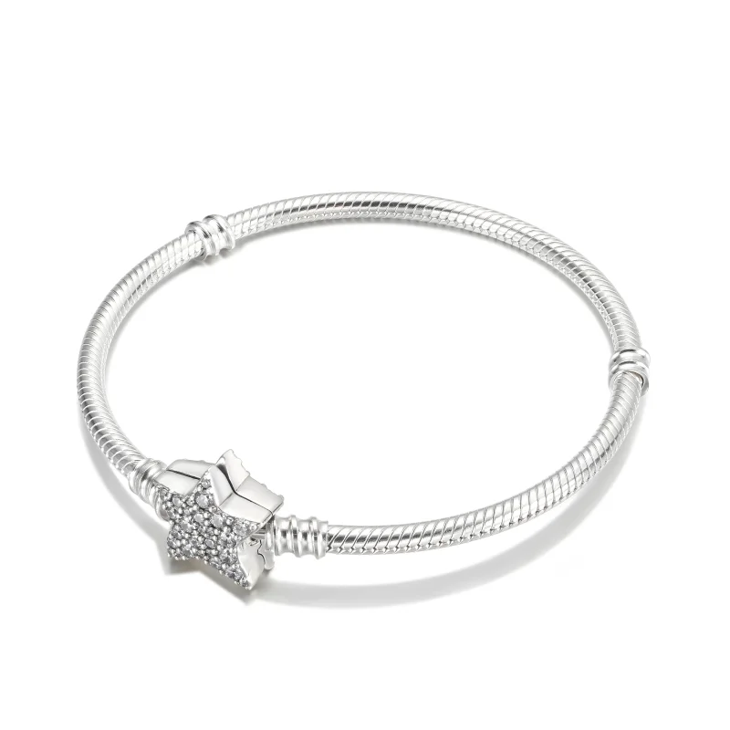 (image for) Pandora Moments Asymmetric Star Clasp Snake Chain Bracelet - 599639C01 - View 3