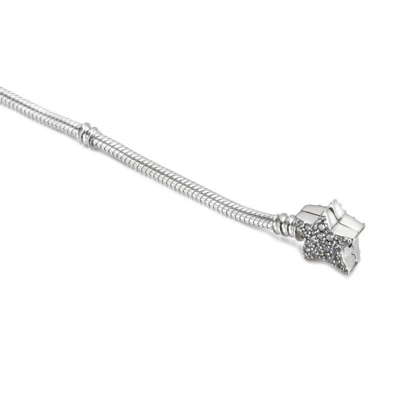 (image for) Pandora Moments Asymmetric Star Clasp Snake Chain Bracelet - 599639C01 - View 5