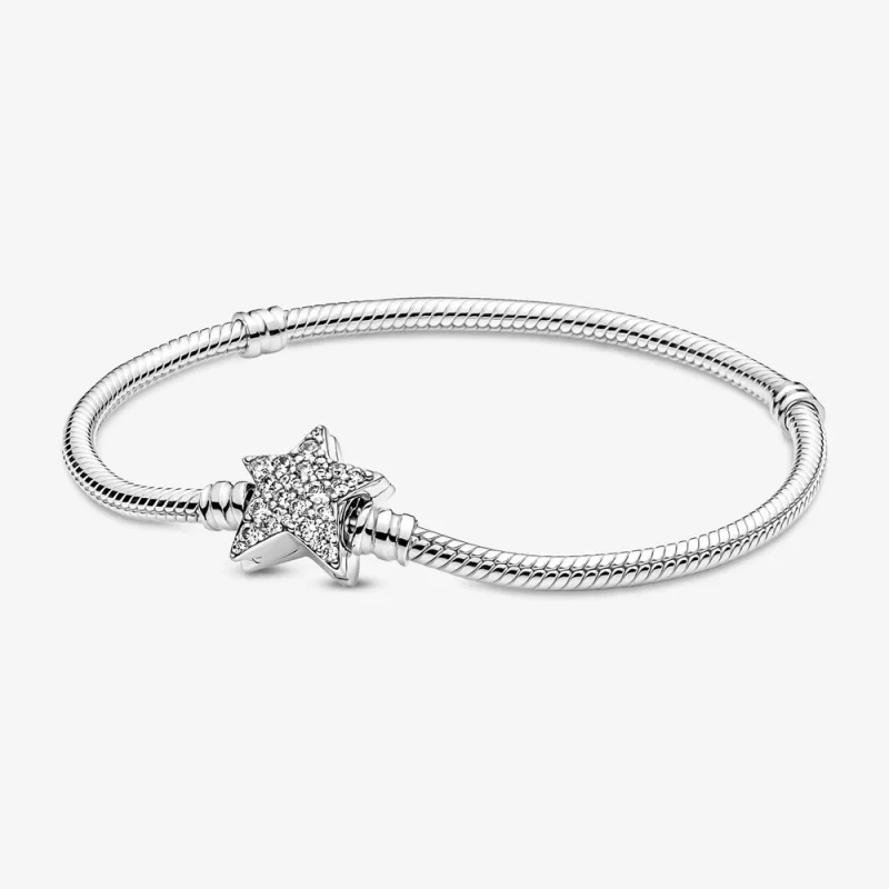 (image for) Pandora Moments Asymmetric Star Clasp Snake Chain Bracelet - 599639C01 - Product Image