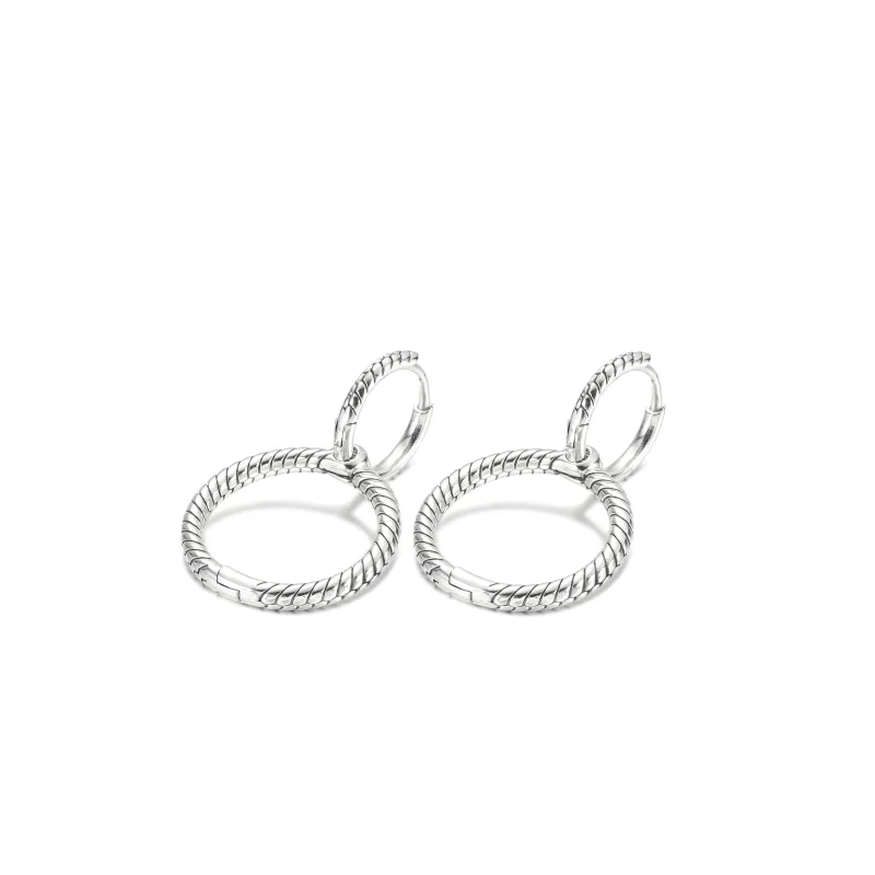 (image for) Pandora Moments Charm Double Hoop Earrings - 299562C00 - View 2