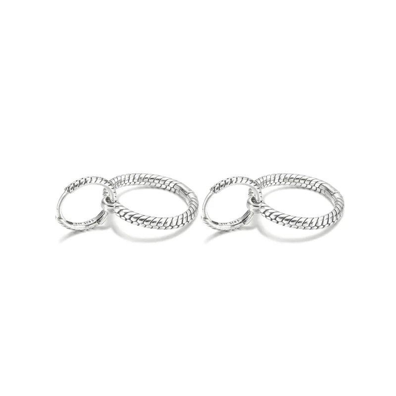 (image for) Pandora Moments Charm Double Hoop Earrings - 299562C00 - View 4
