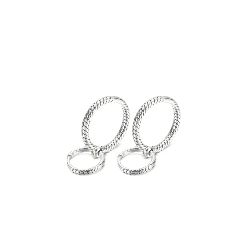 (image for) Pandora Moments Charm Double Hoop Earrings - 299562C00 - View 5