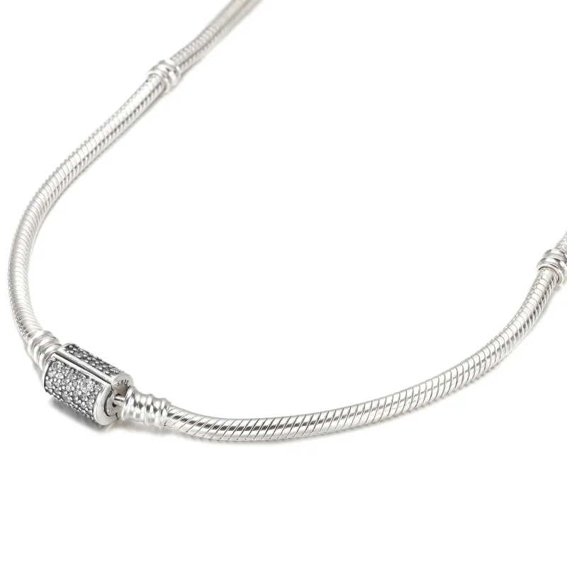 (image for) Pandora Moments Double Wrap Barrel Clasp Snake Chain Bracelet/Necklace - 599544C - View 4