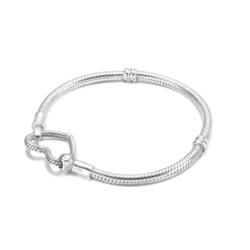 (image for) Pandora Moments Heart Closure Snake Chain Bracelet - 599539C00 - View 3