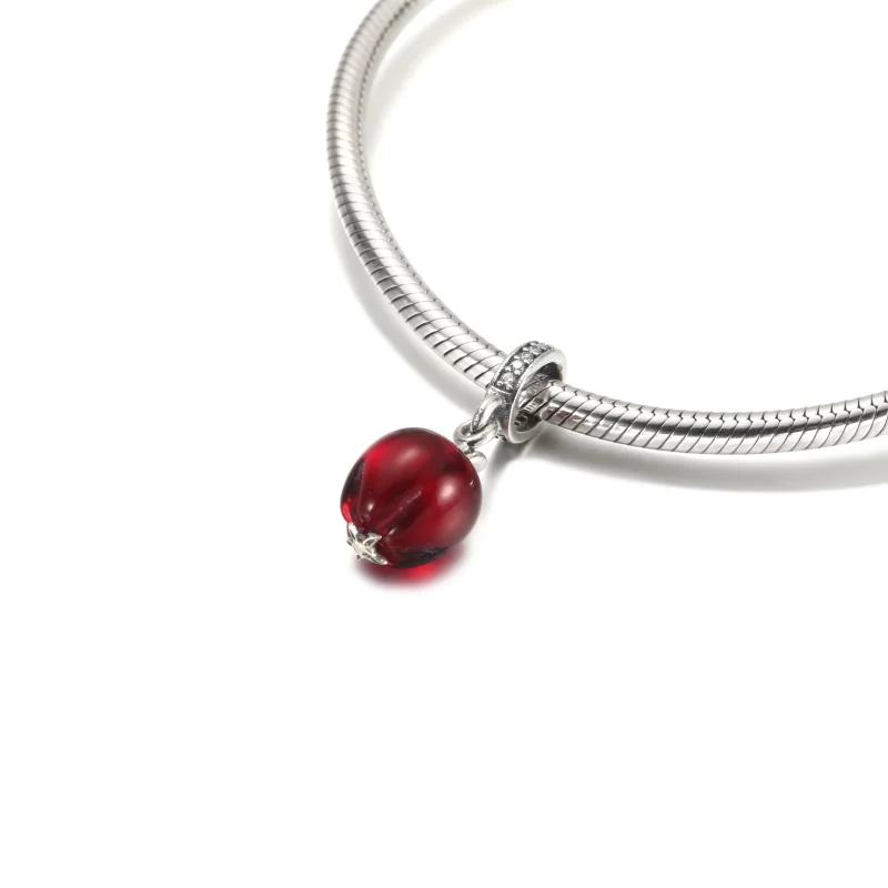 (image for) PANDORA Murano Glass Red Apple Dangle Charm - 799534C01 - View 5