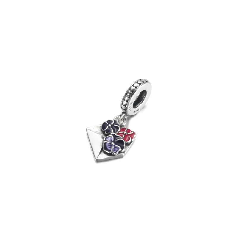(image for) PANDORA Pansy Flower Envelope Dangle Charm - 790787C01 - View 2