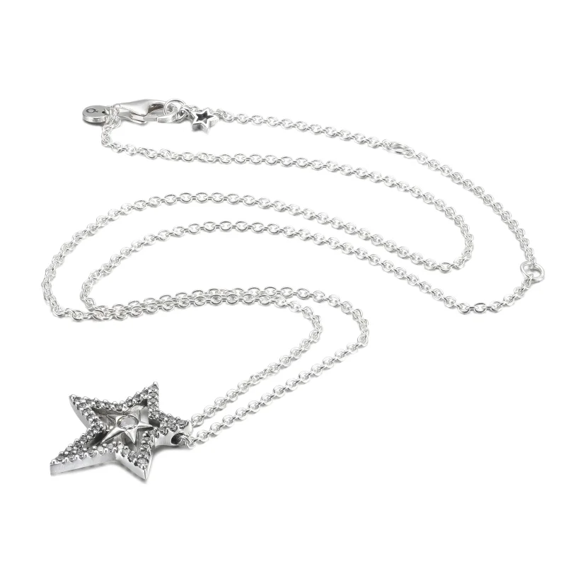 (image for) PANDORA Pavé Asymmetric Star Collier Necklace - 390020C01 - View 5