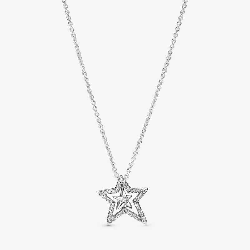 (image for) PANDORA Pavé Asymmetric Star Collier Necklace - 390020C01 - Product Image