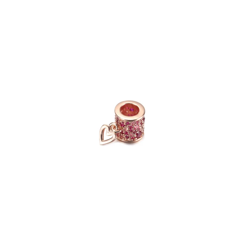 (image for) PANDORA Pavé Freehand Heart Barrel Charm - 789548C01 - View 4