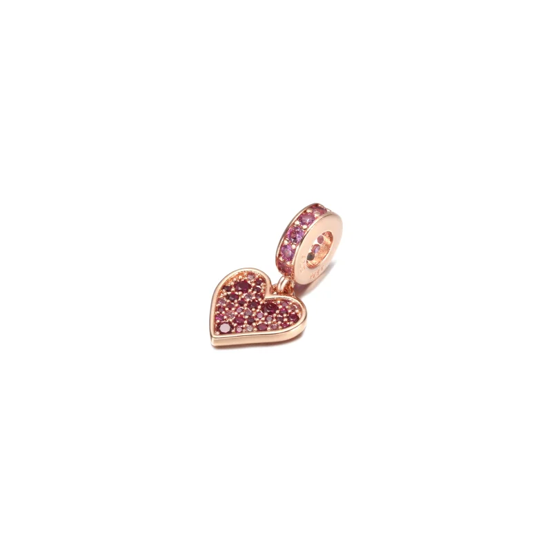(image for) PANDORA Pavé Freehand Heart Dangle Charm - 789565C01 - View 2