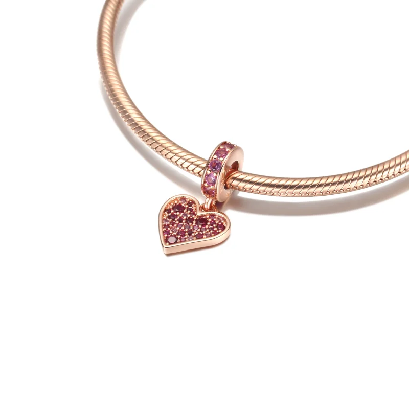 (image for) PANDORA Pavé Freehand Heart Dangle Charm - 789565C01 - View 5