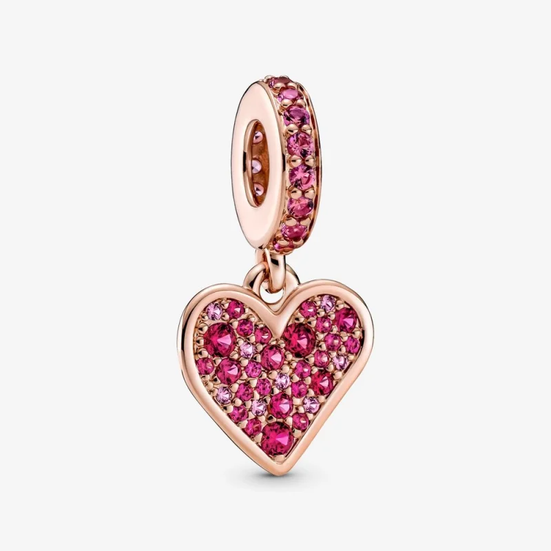 (image for) PANDORA Pavé Freehand Heart Dangle Charm - 789565C01 - Product Image